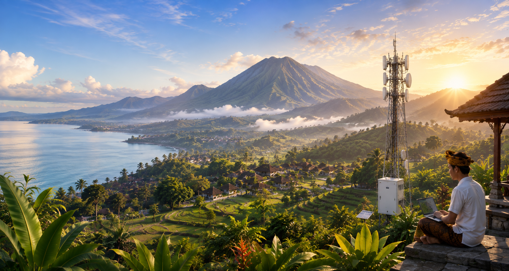 Ilustrasi jaringan internet pegunungan Bali Utara